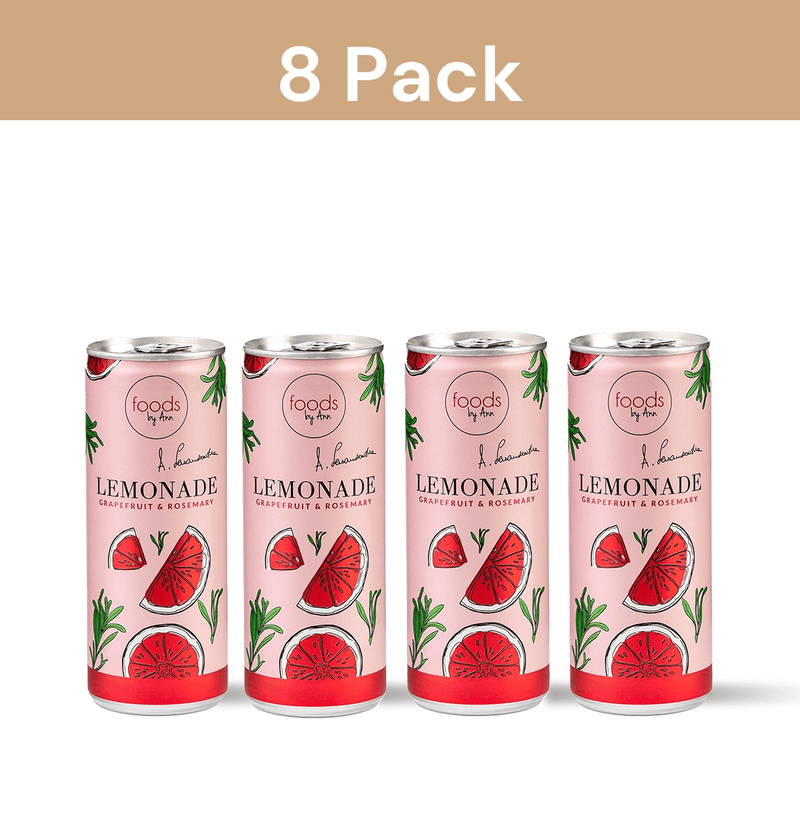 FOODS BY ANN Grapefruit & Rosemary Lemonade, sparkling summer drink with natural ingredients, free from preservatives and artificial colors.