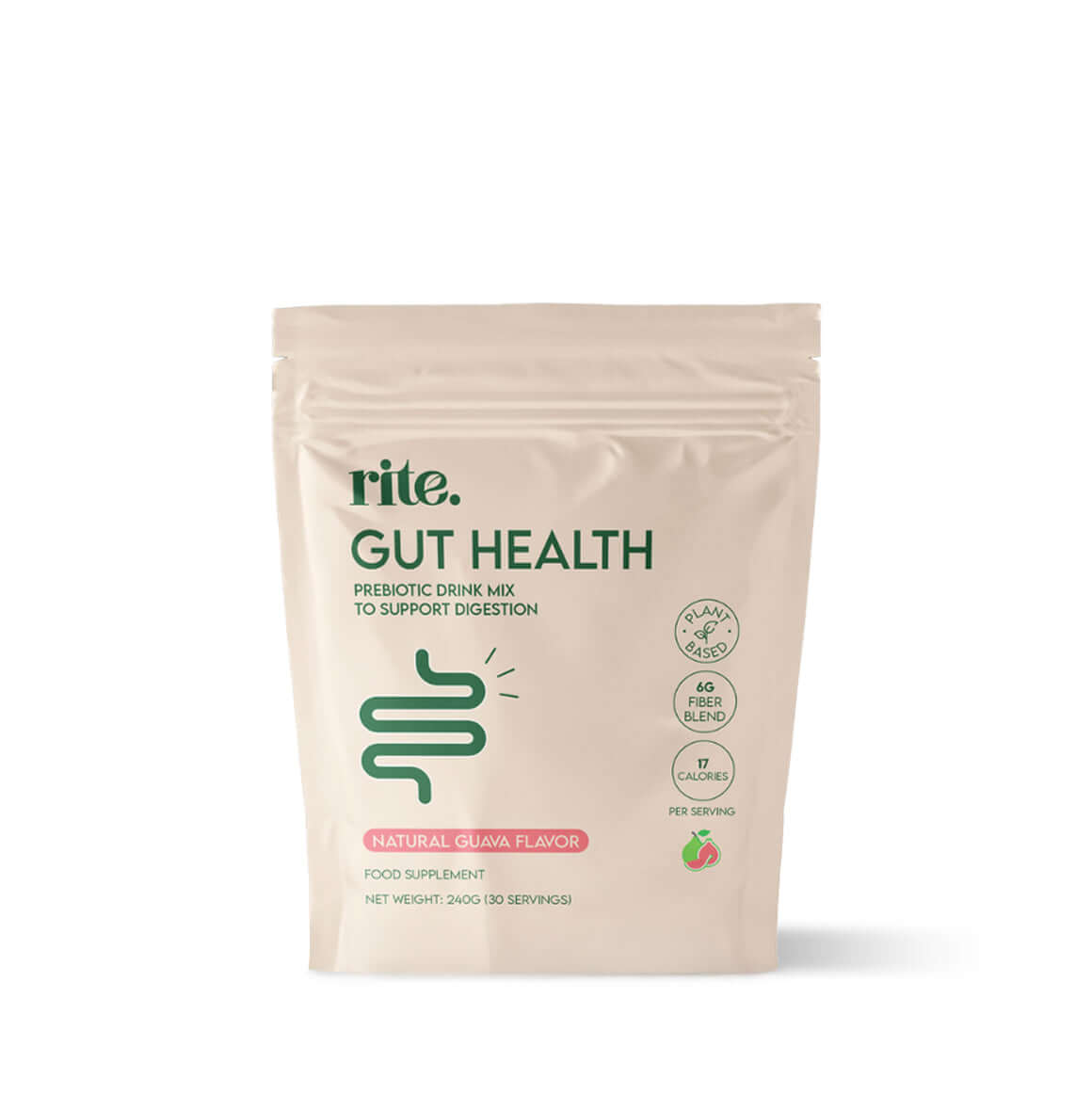 Rite Health offers 30 servings of a prebiotic drink mix with clinically proven fiber to aid digestion, boost fiber intake, and support a healthy gut microbiome.