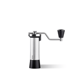 Professional coffee grinder with 47mm Black-Fusion conical burrs, smooth ball-bearing mechanism, stainless steel catch-cup, magnetic funnel, and EVA travel case for on-the-go brewing.