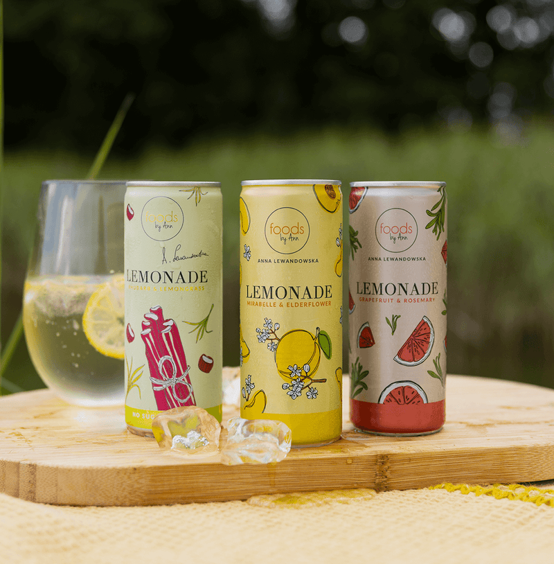 FOODS BY ANN Grapefruit & Rosemary Lemonade, sparkling summer drink with natural ingredients, free from preservatives and artificial colors.