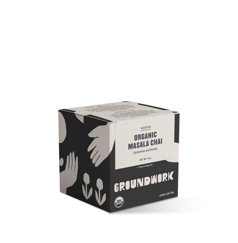 Masala Chai GROUNDWORK Contrary to its rich and spicy taste, this blend will leave you feeling calm and relaxed. Featuring a blend of cloves, cardamom and allspice, this flavour-forward brew has subtle notes of vanilla and is perfect for drinking with mil