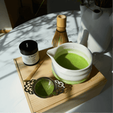 Matcha Starter Kit featuring matcha bowl, whisk, bamboo spoon, and high-quality ceremonial matcha for the perfect tea experience.