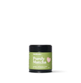 Purely Matcha organic ceremonial grade matcha from Kyushu Island, Japan in a green container.