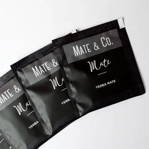 Yerba Mate Tea Bags by Mate & Co in stylish black packaging, ideal for convenient brewing.