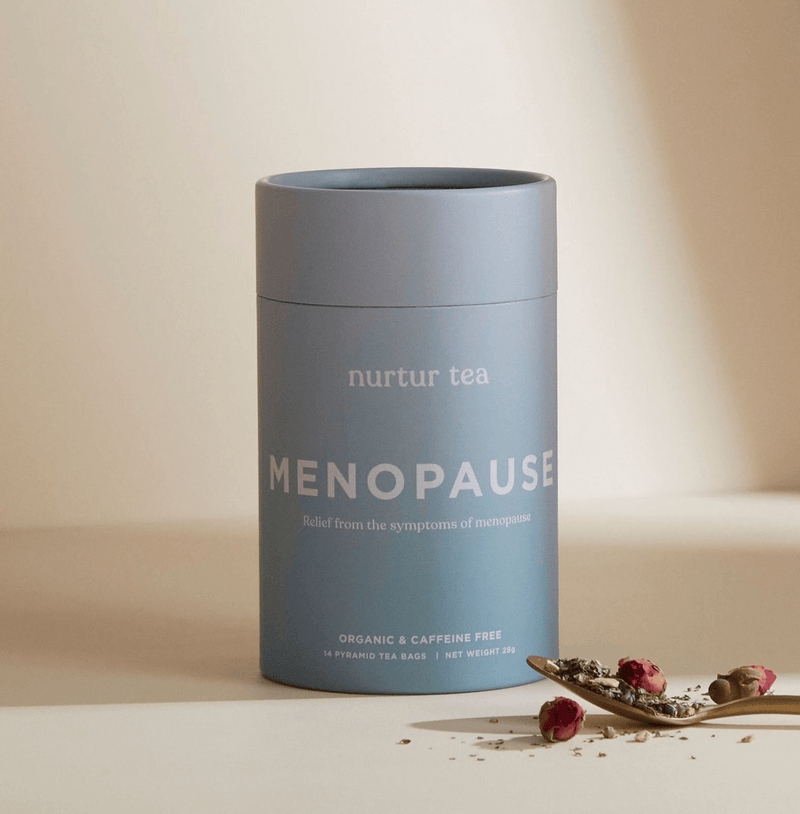 Nurtur Menopause Tea is a herbal blend with shatavari, licorice root, and chaste berries, formulated to ease menopause symptoms and support daily hormonal balance and wellbeing.