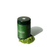 Ceremonial Matcha Starter Bundle by Midori Spring with 100g Emerald Matcha, 80-prong gold bamboo whisk, purple bamboo scoop, and wooden-handled sifter for authentic matcha preparation.
