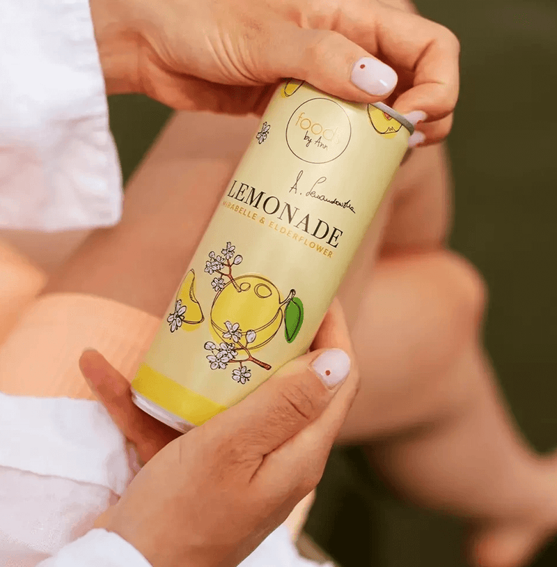 FOODS BY ANN Mirabelle & Elderflower Lemonade, a fizzy, preservative-free summer drink with natural ingredients for kids and adults alike.