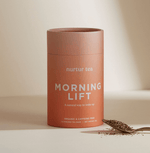 Nurtur Morning Lift Tea is a caffeine-free herbal blend of rooibos, ginger, and peppermint that supports digestion, eases bloating, and provides a gentle, balanced energy boost.