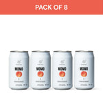 Pack of 8 Kimino Momo Sparkling Water cans with white peach design