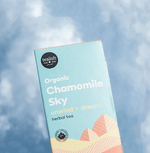 Organic Chamomile Sky with chamomile, apple, citrus, and turmeric—soothing and calming, perfect for unwinding and melting away the stresses of the day.