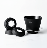 OREA Coffee Brewer V4 (4 in1) versatile system with ribbed interior, ideal for home or travel use, shown with different components.