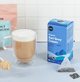 Organic Earl Grey Cream tea with black tea, bergamot, and creamy vanilla—uplifting and satisfying, perfect on its own or as a London Fog latte with steamed milk and honey.