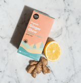 Organic Ginger Glow green tea with zesty ginger, lime, and citrus—cleansing and invigorating, perfect for boosting your daily wellness routine with a refreshing, vibrant glow.