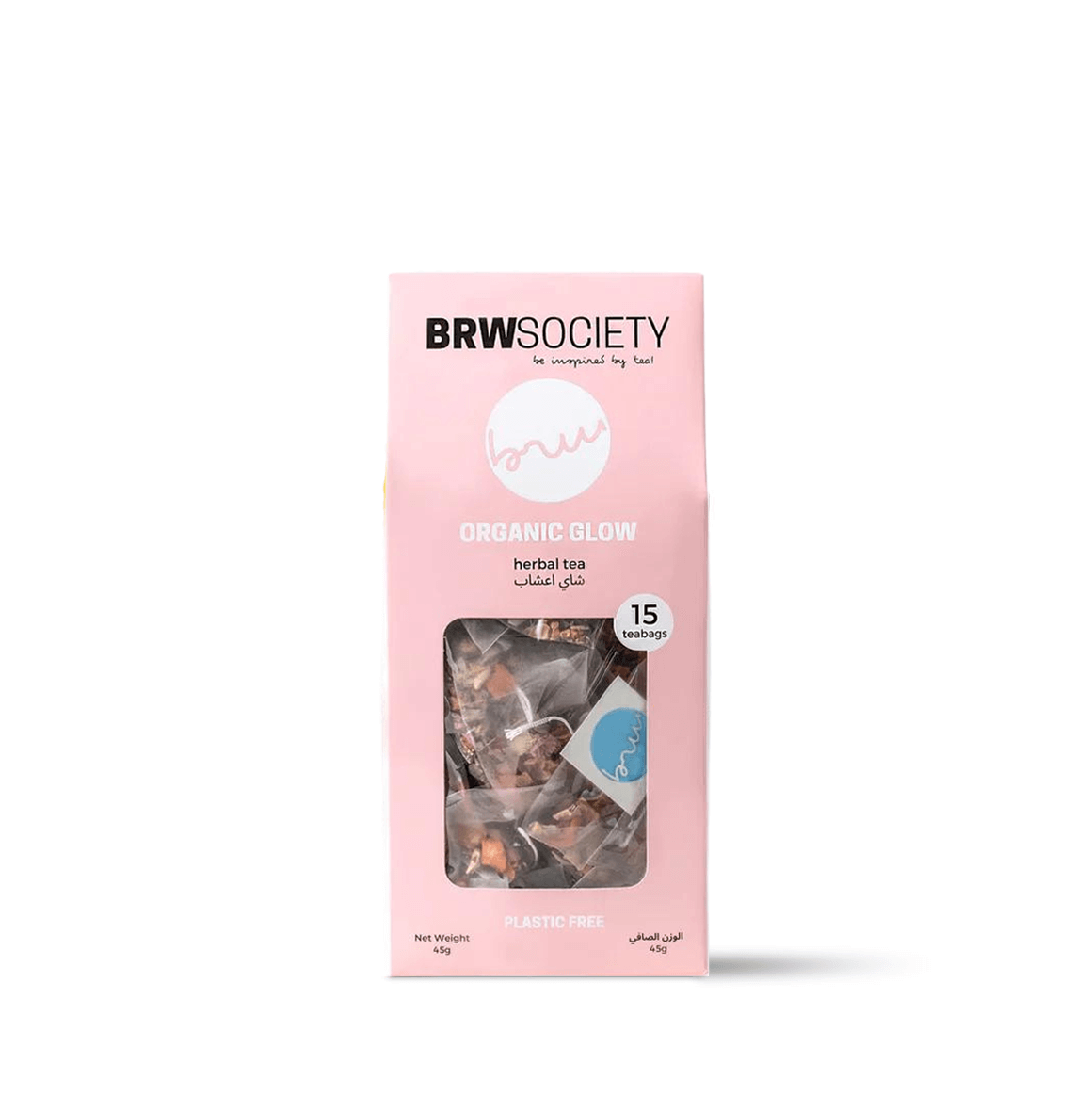 Organic Glow herbal tea, packed with antioxidants to hydrate and promote glowing skin, the best complexion tea for healthy skin.