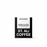 Orthodox | Drip Coffee Bags packaging featuring intense and classic coffee drip bags from St. Ali Coffee.