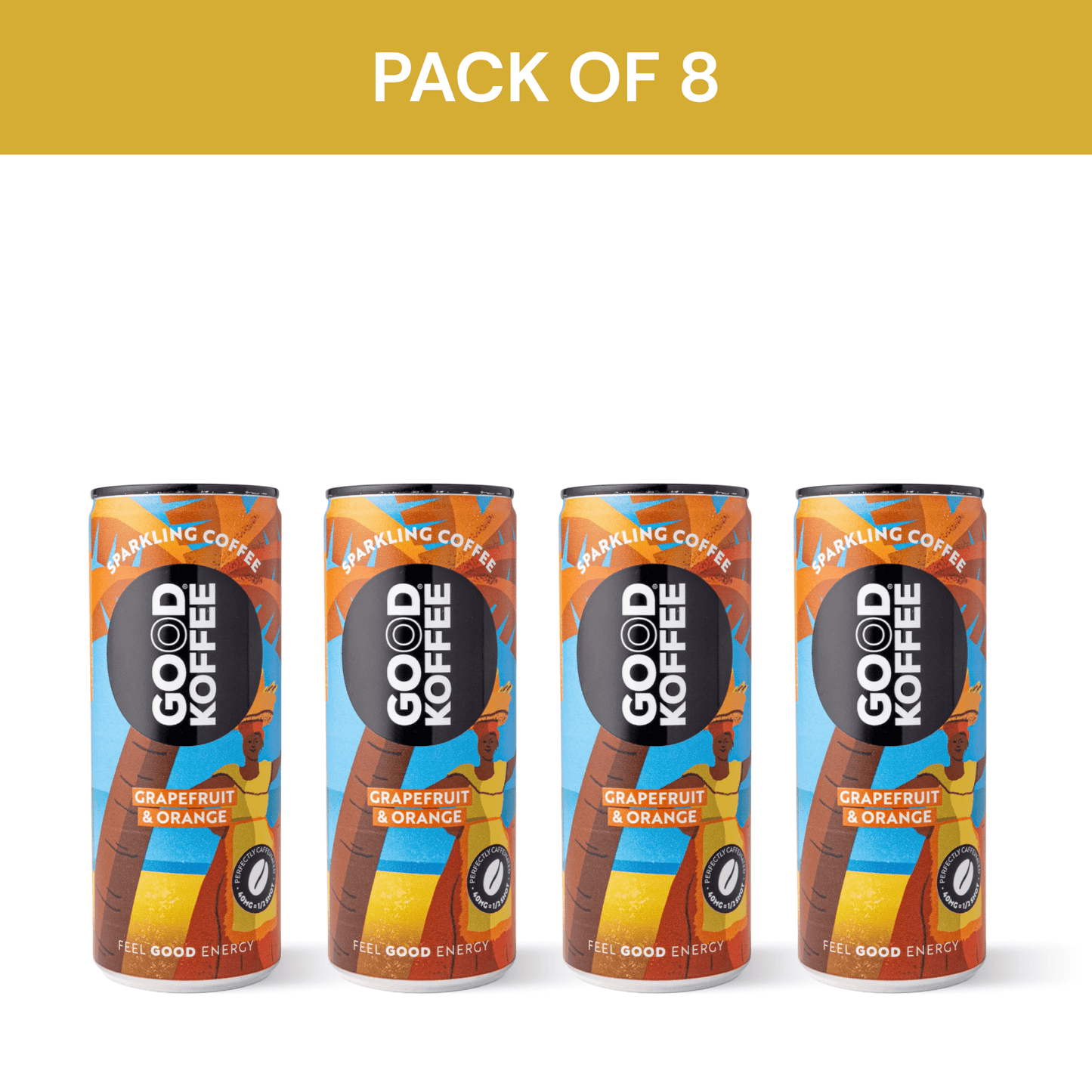 Pack of 8 Grapefruit & Orange Sparkling Coffee - Barbados by Good Koffee.