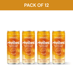 Pack of 12 Revibed Passion Fruit & Ginger Superfood Infusion cans, vibrant tropical flavor with immunity vitamins.