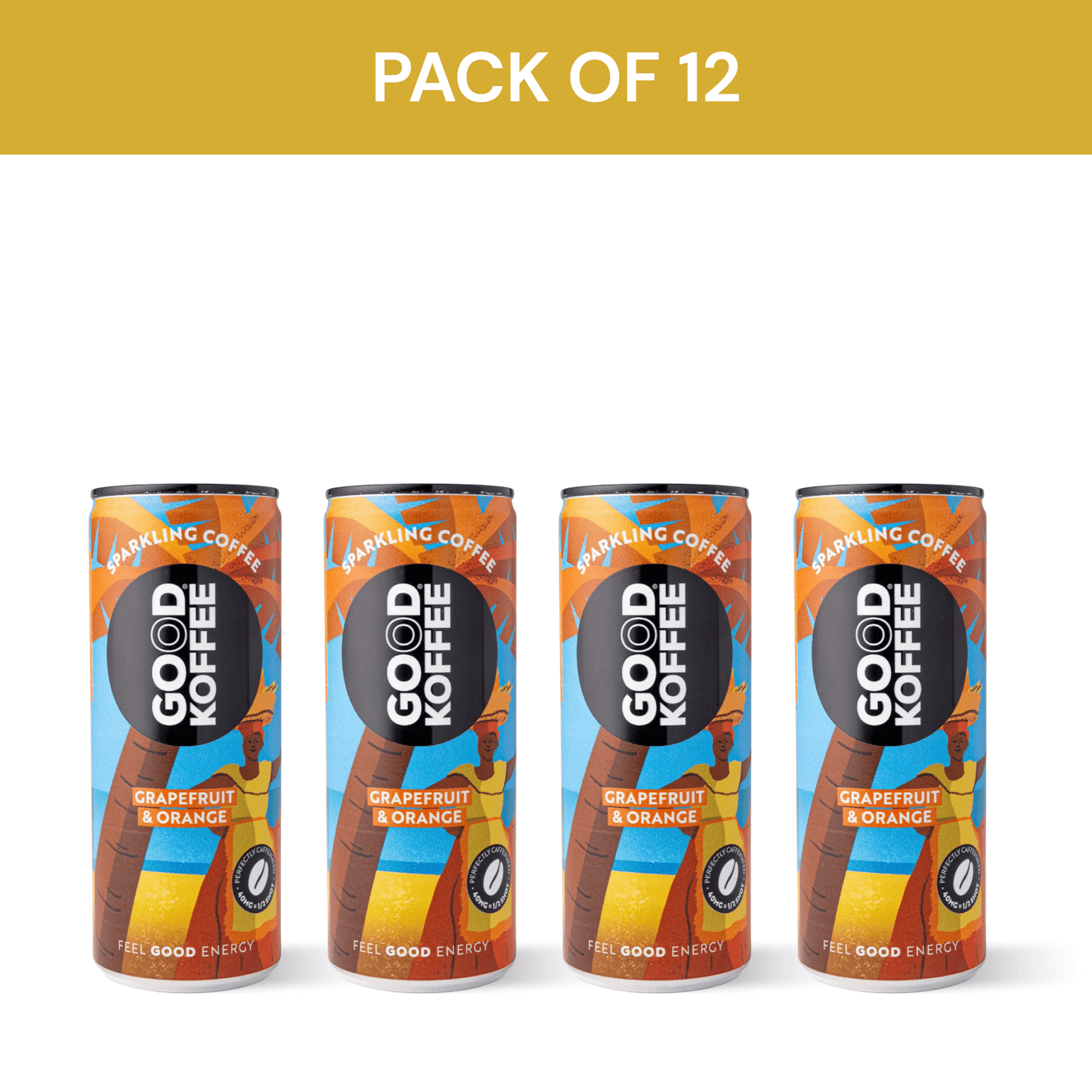 Pack of 12 Good Koffee Grapefruit & Orange Sparkling Coffee - Barbados cans