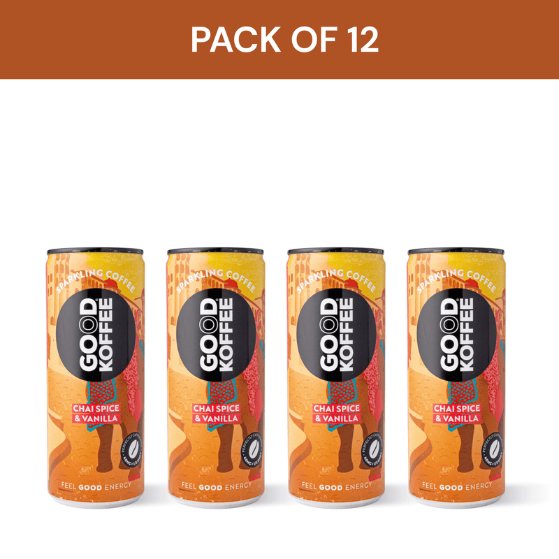 Pack of 12 Good Koffee Chai Spice & Vanilla Sparkling Coffee - India cans