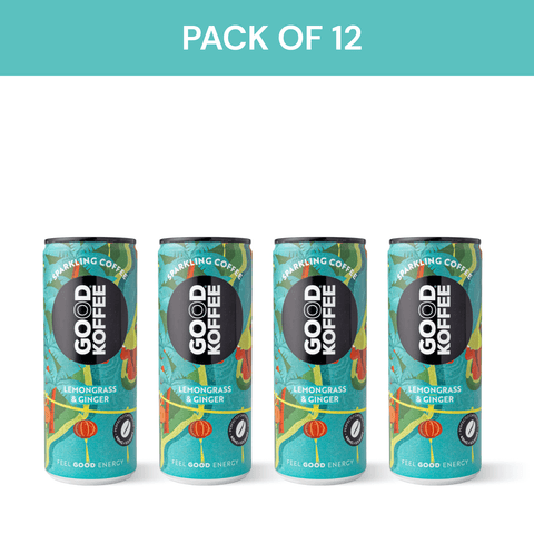 Pack of 12 Lemongrass & Ginger Sparkling Coffee - Vietnam cans by Good Koffee.