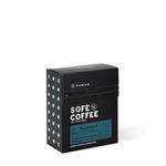 Sofe Premium Drip Bag Coffee Panama Geisha 5-pack box with elegant black design, featuring specialty coffee details.