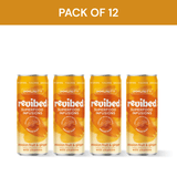 Pack of 12 Revibed Passion Fruit & Ginger Superfood Infusion cans, vibrant tropical flavor with immunity vitamins.