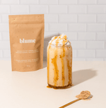 The perfect creamy balance of salty and sweet, and naturally sweetened Salted Caramel Blend superfood latte that tastes just like a dessert.