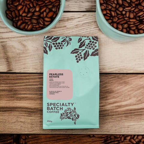 Kenya Pearless Estate Coffee, Natural Nyeri SL28 & SL34 beans, rare vibrant specialty coffee