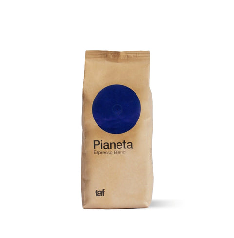 Pianeta coffee by TAF – Sustainable blend with herbaceous notes, cocoa, brown sugar, and chocolatey finish.
