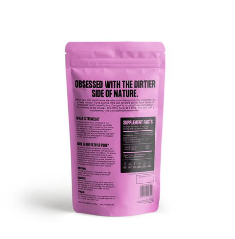 Tremella Mushroom Powder pink pouch supplement package for skin hydration and beauty support