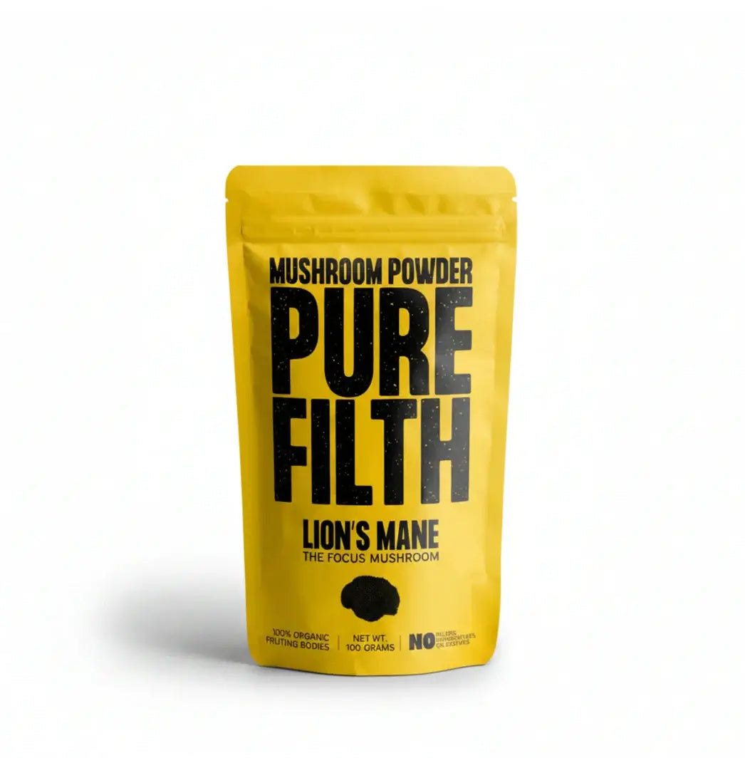 Lion's Mane Mushroom Powder by PURE FILTH, focus mushroom supplement for cognitive support and memory recall