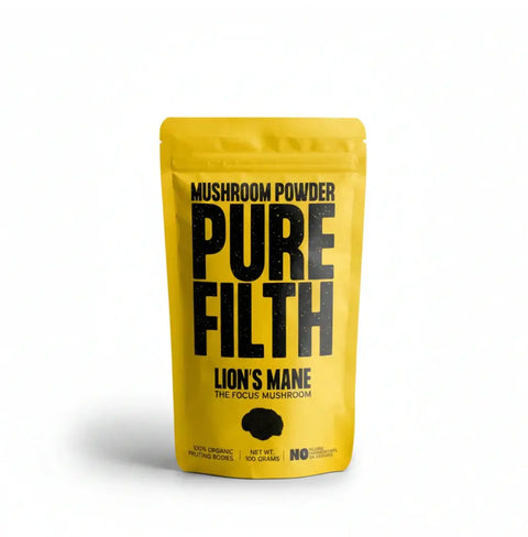 Lion's Mane Mushroom Powder by PURE FILTH, focus mushroom supplement for cognitive support and memory recall