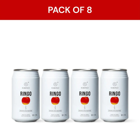 Pack of 8 Ringo Sparkling Water cans with Fuji apple design