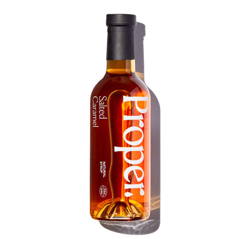 Salted Caramel Syrup by Proper, crafted from cane sugar and organic agave, gluten-free and vegan.