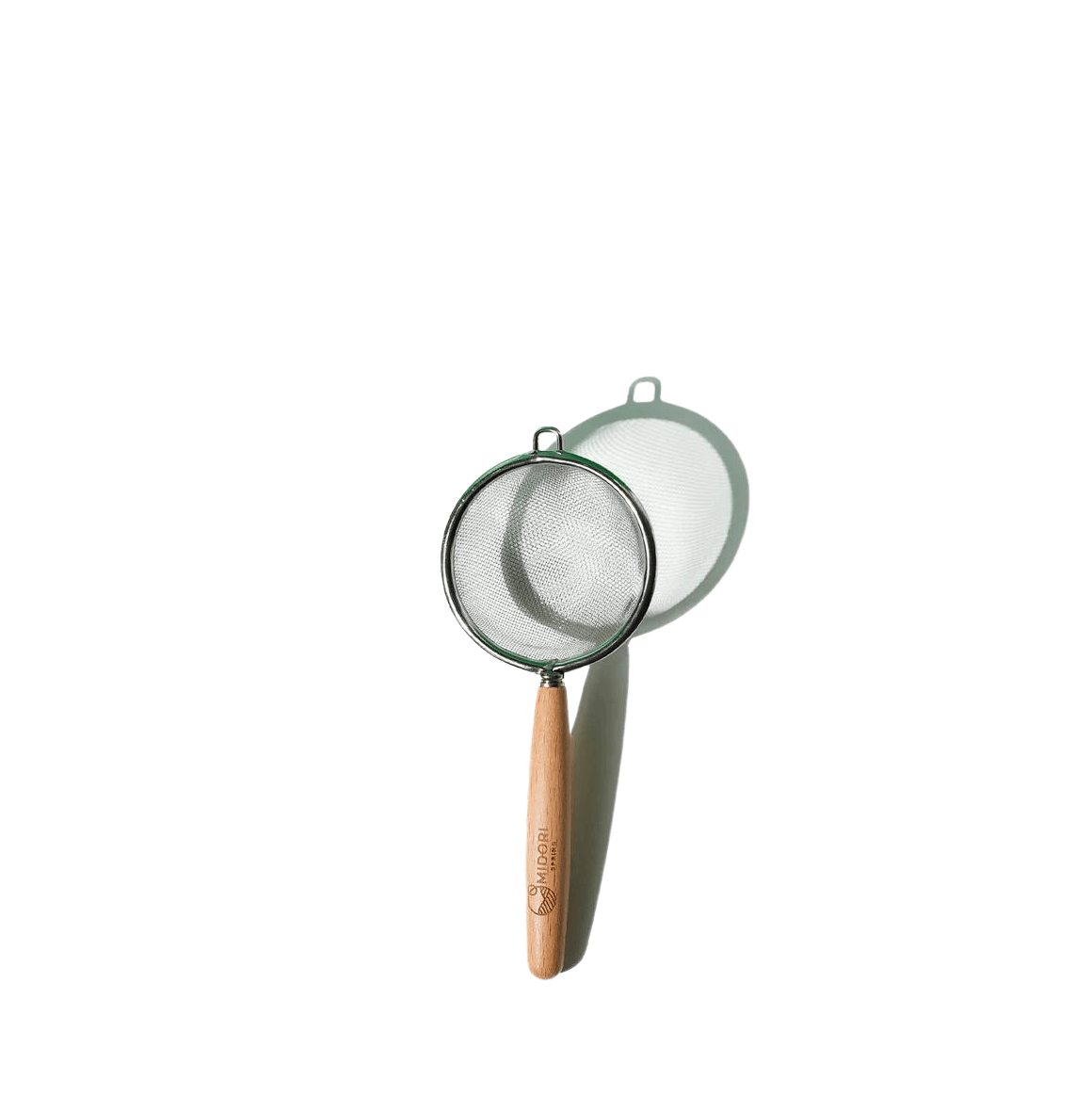 Durable 7x3in Matcha sifter with natural wood handle, food-grade material, easy to clean, for clump-free fine green tea powder.