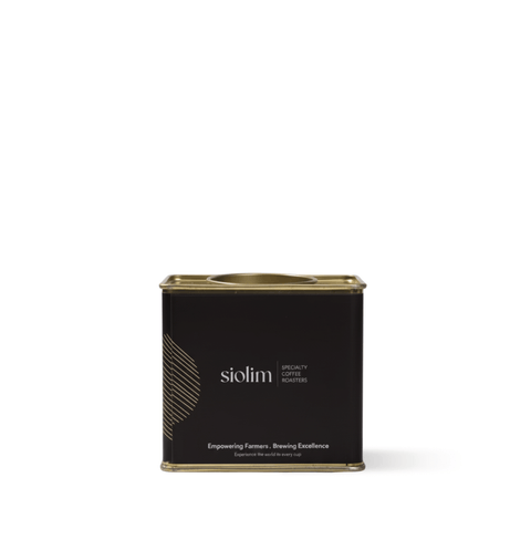 Tin of Cascara showcasing sustainable coffee fruit peel product.