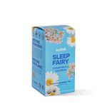 Organic Sleep Fairy herbal tea with chamomile, valerian, and lavender—calming and soothing to guide you into a restful sleep, complemented by apple, lemongrass, and orange for extra tranquility.