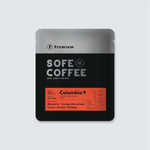 Premium Sofe Coffee Colombia drip bag with mandarin notes in black packaging