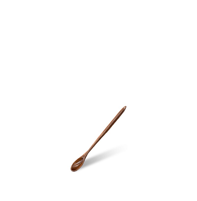 BEN RAHIM Cezwe Coffee Spoon handcrafted from olive wood for Turkish coffee; designed for even stirring, balanced extraction, and beautiful, natural grain variation.