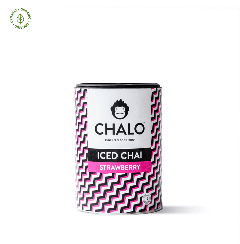 Chalo Strawberry Iced Chai, fruity sweetness with natural jaggery, refreshing twist on iced tea for BBQs and parties.