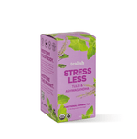Organic Stress Less green tea with turmeric, lemon, and ginger—citrusy, detoxifying, and revitalizing for body balance and harmony in every sip.