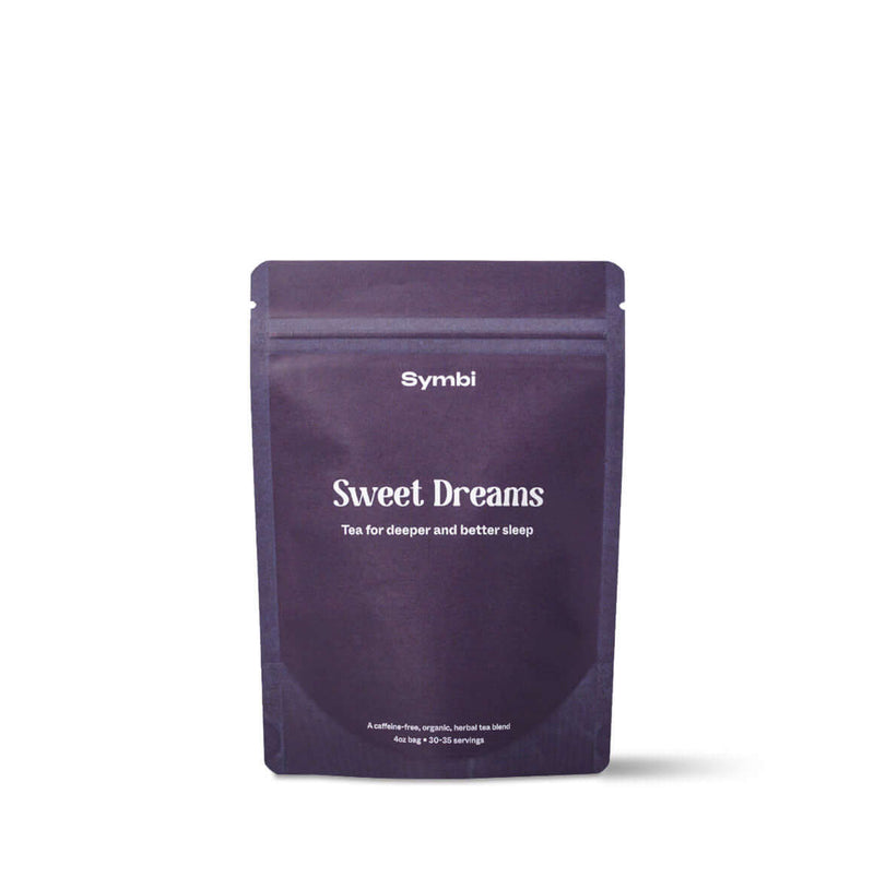 Sweet Dreams Tea with chamomile, spearmint, valerian root, lemon balm, lemongrass, and hawthorn—soothing and calming, perfect for unwinding and drifting into a restful, deep sleep.