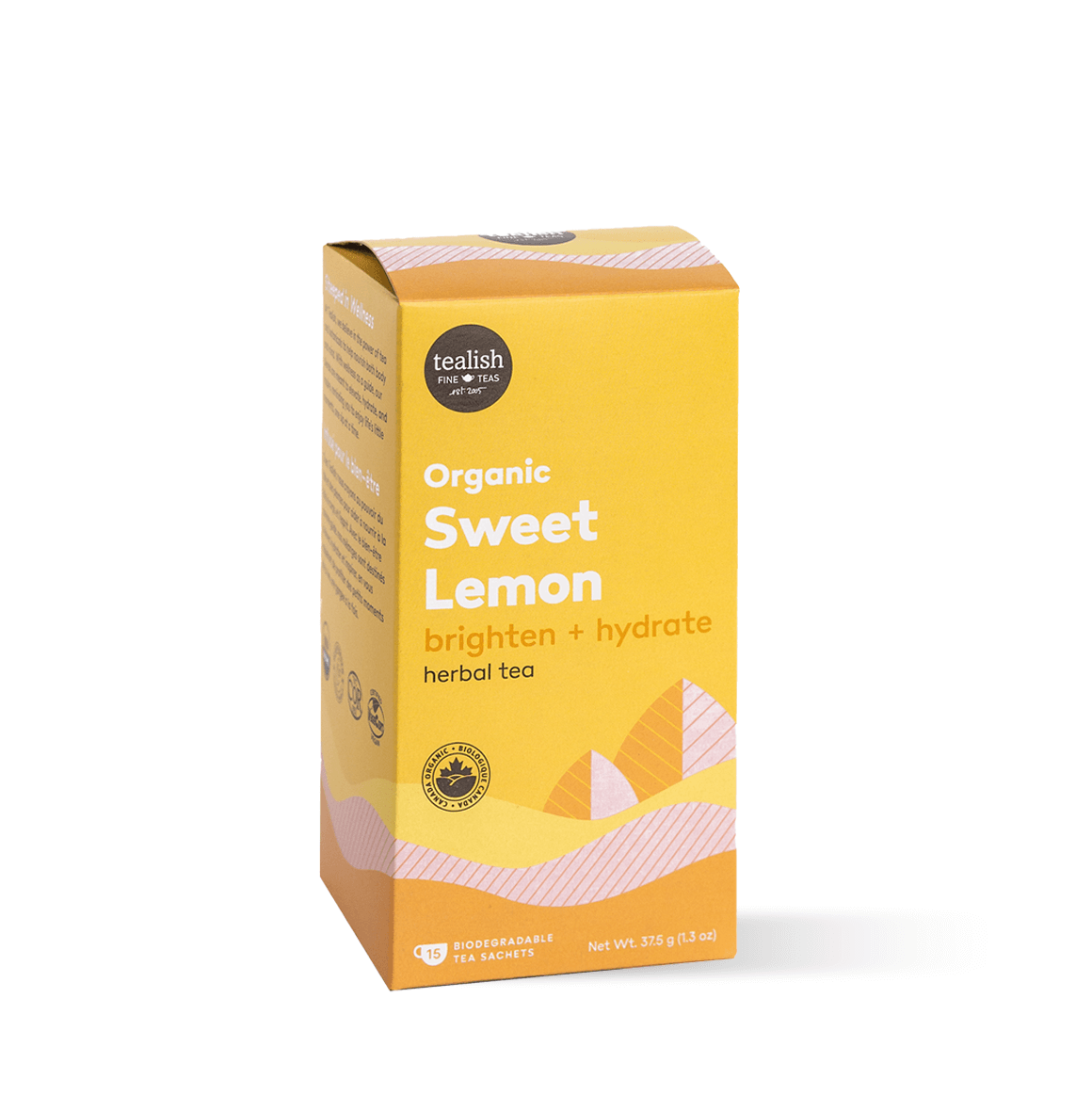 Organic Sweet Lemon rooibos blend with creamy vanilla and tart lemon—caffeine-free, hydrating, and deliciously refreshing, perfect for enjoying hot or iced.