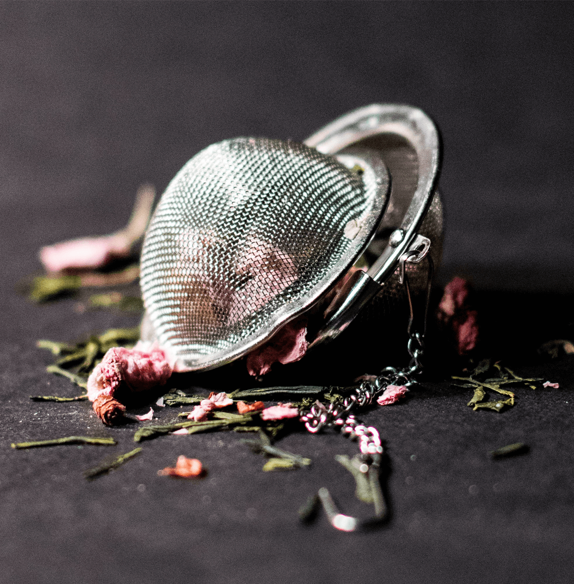 Stainless Steel Ball Infuser—durable and high-quality, designed to fit most mugs, allowing you to watch your herbs infuse the water for a perfect tea experience.