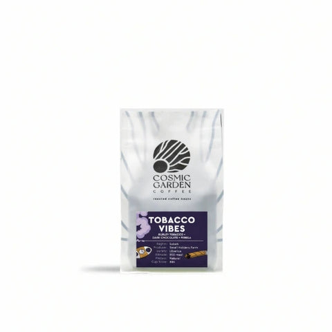 Tobacco Vibes single-origin Liberica coffee bag from Cosmic Garden Coffee, bold tropical Johor Malaysia coffee
