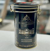 Ultra Premium Volcanic Limited Reserve Espresso can by Queen of Versailles Coffee, high altitude organic roast in elegant packaging.