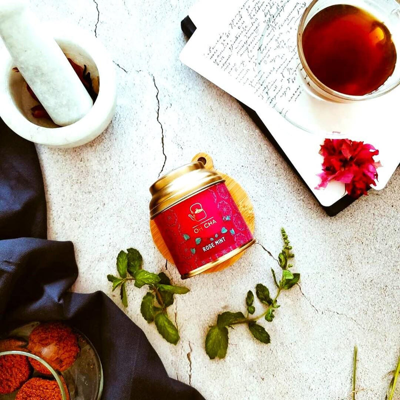 this tea blend is infused with beautifully handpicked and dried rose petals sprinkled over long-lasting, candy like minty notes