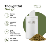 White Prime 20 oz Stainless Steel Multipurpose Container with a precision pour spout, ideal for yerba mate, coffee, tea, and sugar. — view 7