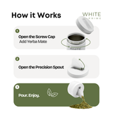 White Prime 20 oz Stainless Steel Multipurpose Container with a precision pour spout, ideal for yerba mate, coffee, tea, and sugar. — view 5