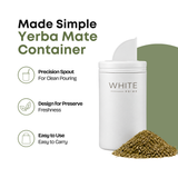 White Prime 20 oz Stainless Steel Multipurpose Container with a precision pour spout, ideal for yerba mate, coffee, tea, and sugar. — view 2